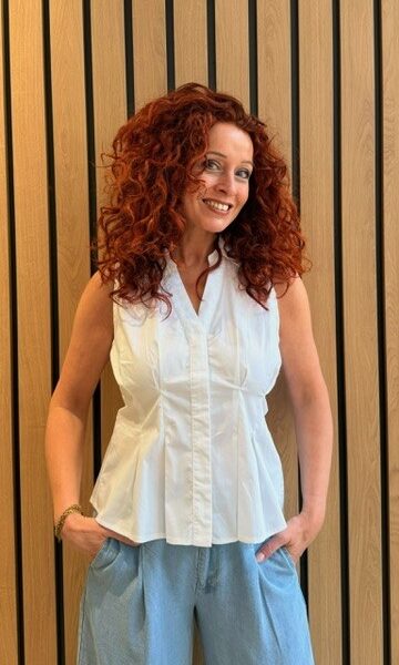 Poppy v-collar top white Co’Couture