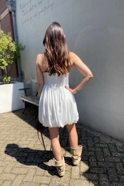 Sunrise balloon strap dress white Co’Couture