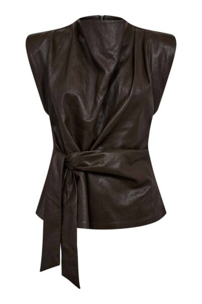 Gitt pleat top dark brown Co’Couture