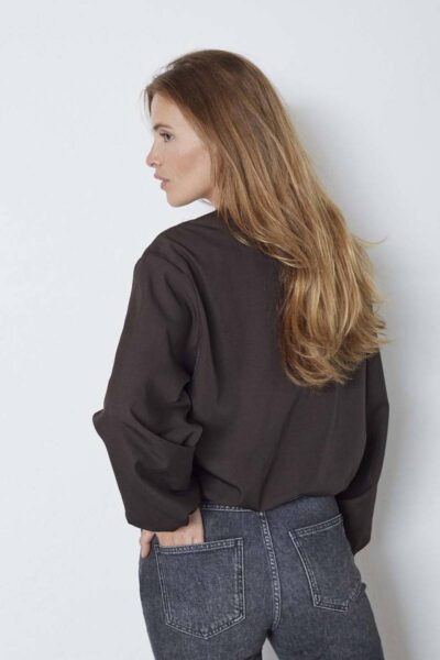 Luna balloon zip jacket dark brown Co’Couture