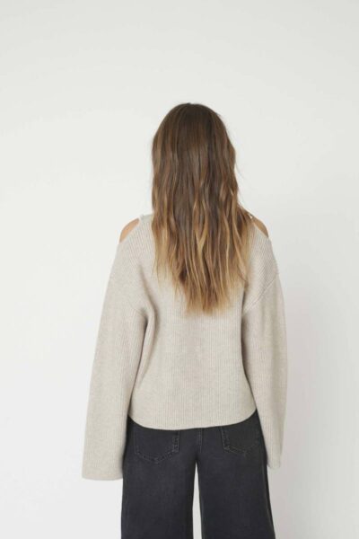 Row rib pearl knit bone Co’Couture