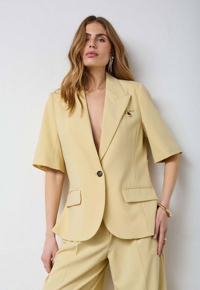 Nilan fitted blazer pale yellow Co'Couture
