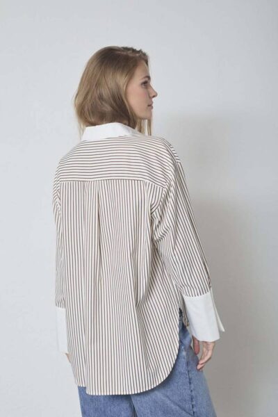 Avara stripe shirt bone/brownCo’Couture