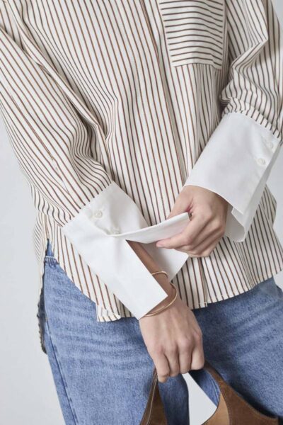 Avara stripe shirt bone/brownCo’Couture