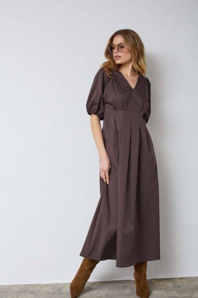 Poppy pleat dress dark brown Co’Couture