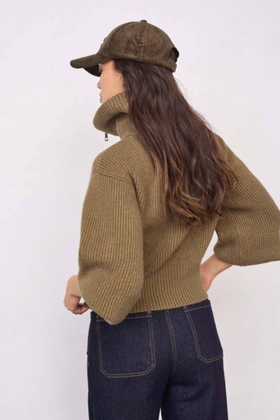 Row nzip knit cardigan army Co’Couture