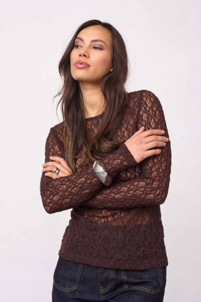 Barna o-neck blouse dark brown Co’Couture