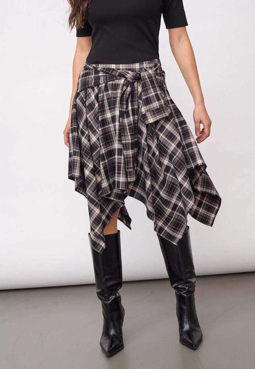 Dagny check tie skirt black Co'Couture - Afbeelding 2