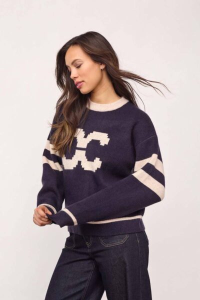 Row coco logo knit navy Co’Couture