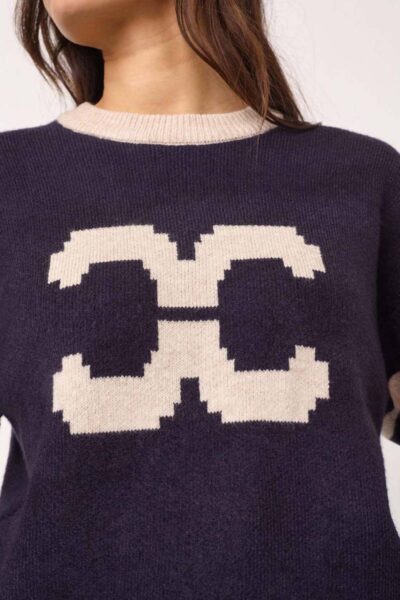 Row coco logo knit navy Co’Couture