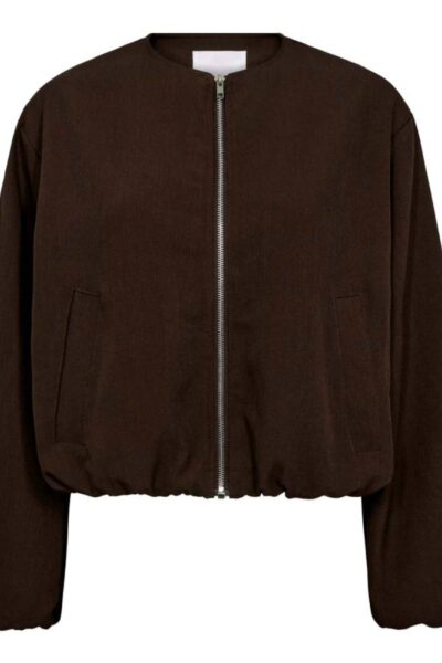 Luna balloon zip jacket dark brown Co’Couture