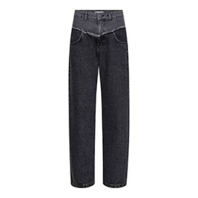 Grey mix block long jeans mid grey Co’Couture
