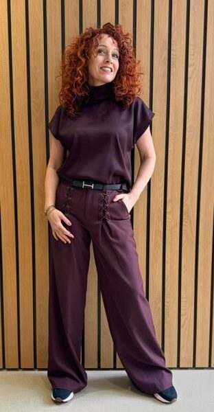 Luna eyelet wide pant winered Co’Couture
