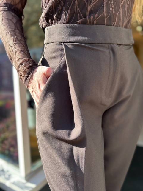 Vola carrot pleat LL pant dark brown Co'Couture - Afbeelding 8