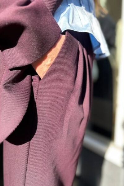Almira pleat LL pant plum Co’Couture