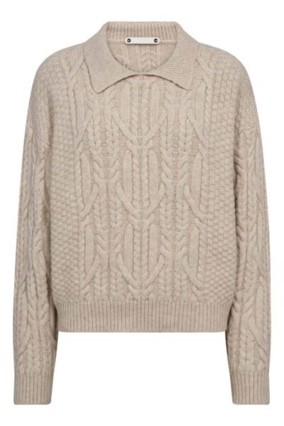 Row collar cable knit creme Co’Couture