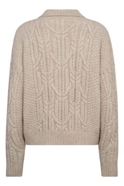 Row collar cable knit creme Co’Couture