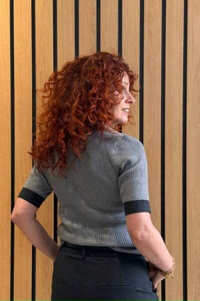 Bonny polo ss knit mid grey Co’Couture