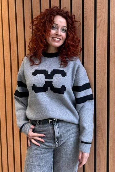 Row coco logo knit light grey Co’Couture