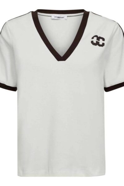 Edge stripe v-tee off-white mocca Co’Couture