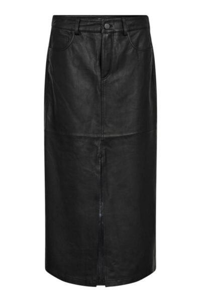 Phoebe leather slit skirt black Co’Couture