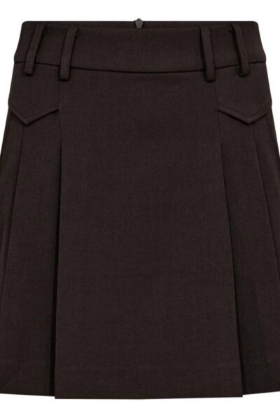 Luna pocket pleat mini skirt dark brown Co’Couture
