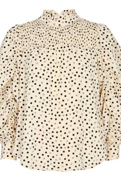 Dot drape sleeve blouse bone Co’Couture
