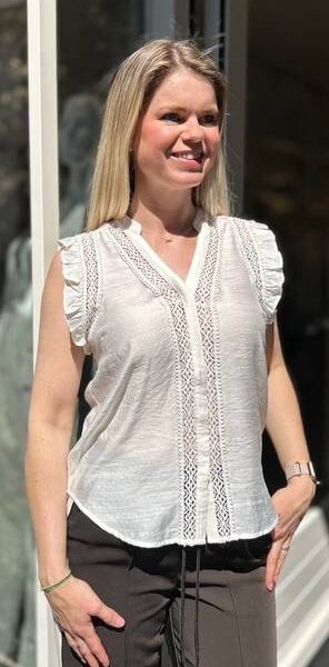 Caryn frill top off white Co’Couture