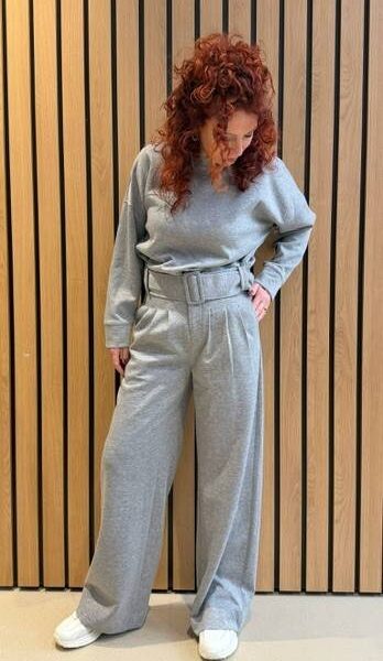 Lance pleat LL sweatpant grey melange Co’Couture