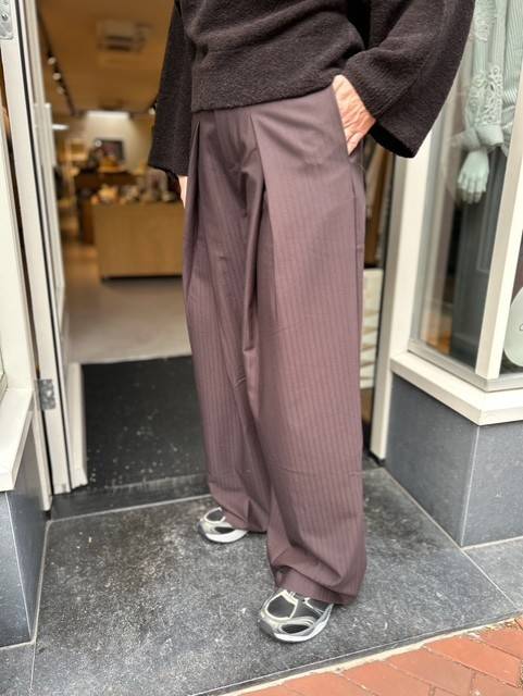 Zella pleat LL pant dark brown Co'Couture - Afbeelding 3