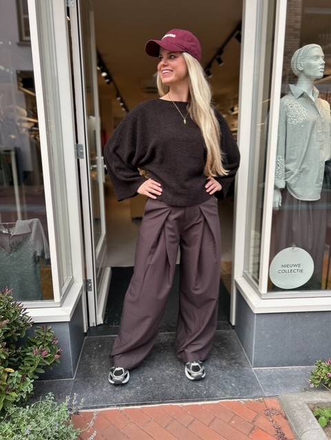 Zella pleat LL pant dark brown Co'Couture - Afbeelding 2