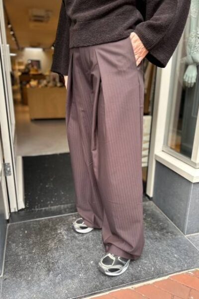 Zella pleat LL pant dark brown Co’Couture