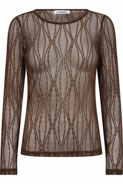 Marcy mesh o-blouse mocca Co’Couture