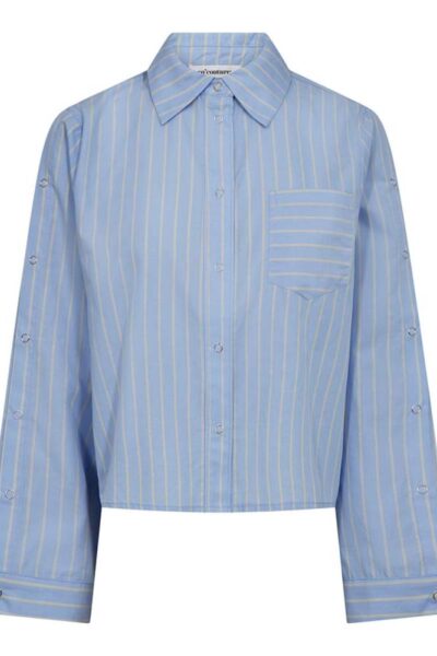 Simo stripe button shirt pale blue Co’Couture