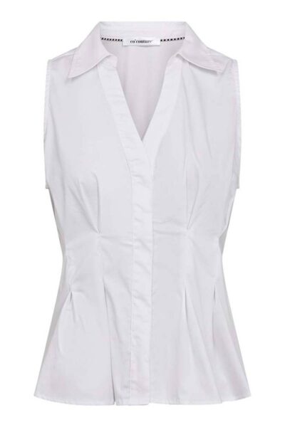 Poppy v-collar top white Co’Couture