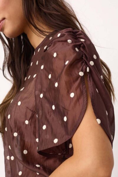 Dita dot ss blouse dark brown Co’Couture