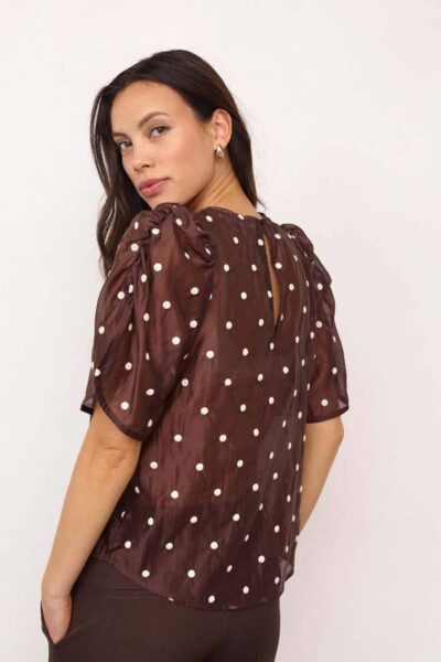 Dita dot ss blouse dark brown Co’Couture
