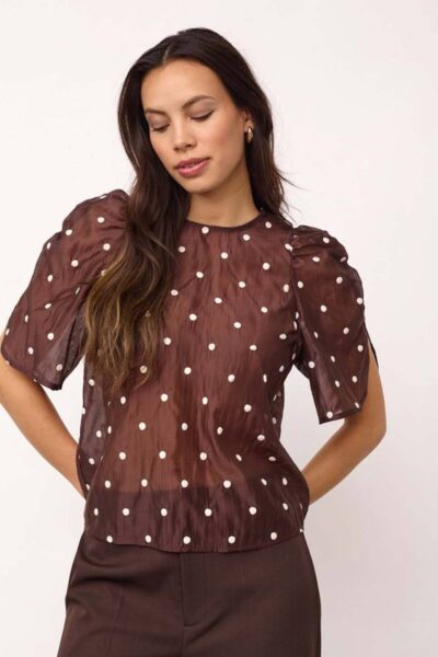 Dita dot ss blouse dark brown Co’Couture