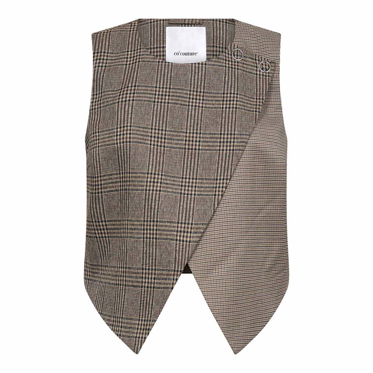 Veya check wrap vest brown Co'Couture - Afbeelding 5