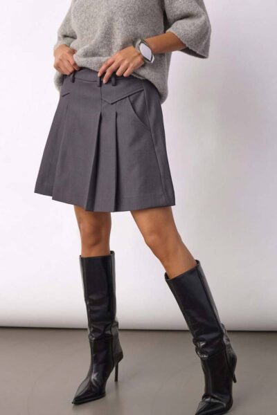 Luna pocket pleat mini skirt dark grey Co’Couture