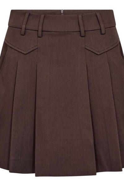Luna pocket pleat mini skirt dark brown Co’Couture