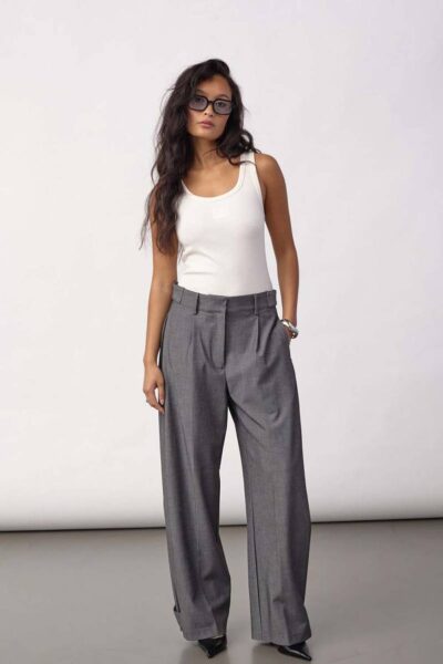 Jacky pleat pant mid grey L34 Co’Couture