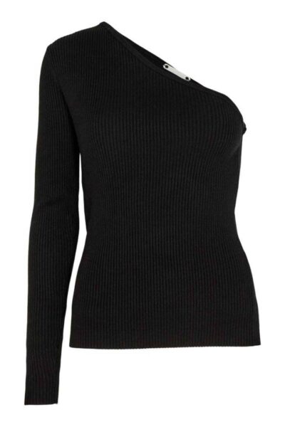 Badu asym rib knit black Co’Couture