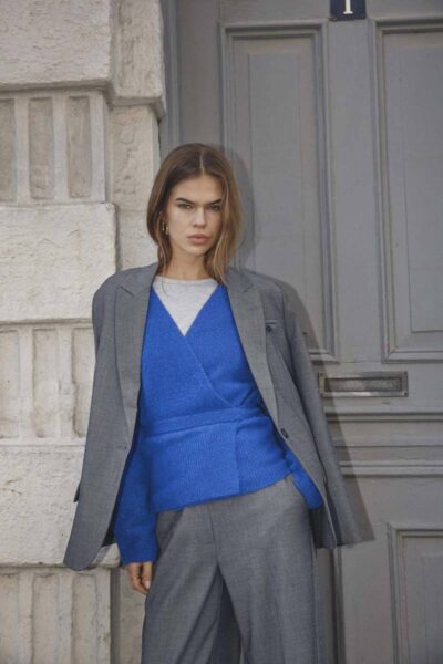 Roger wrap cardigan new blue Co’Couture