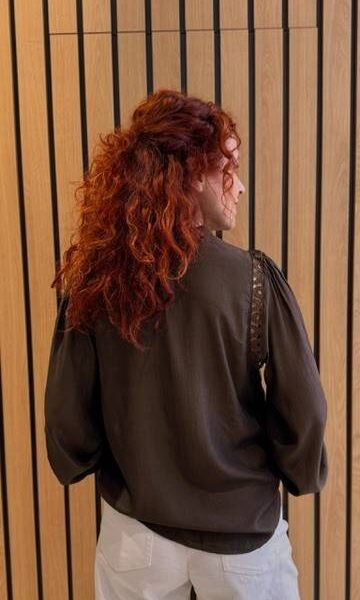 Aila lace shirt mocca Co’Couture