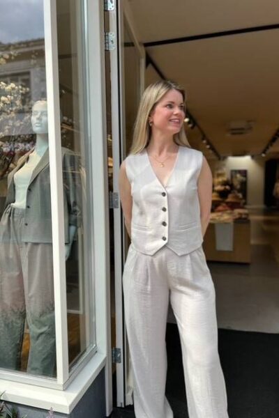 Eva pleat pant walnut Co’Couture