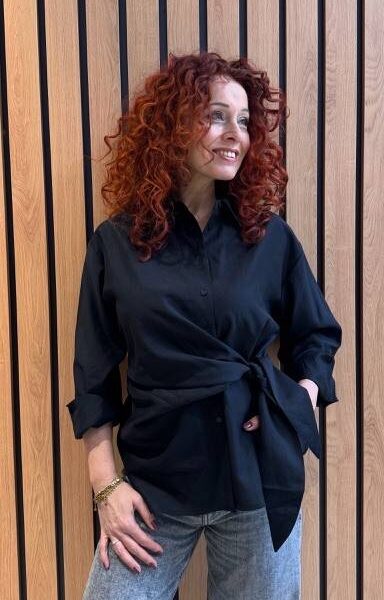 Idina tie shirt black Co’Couture