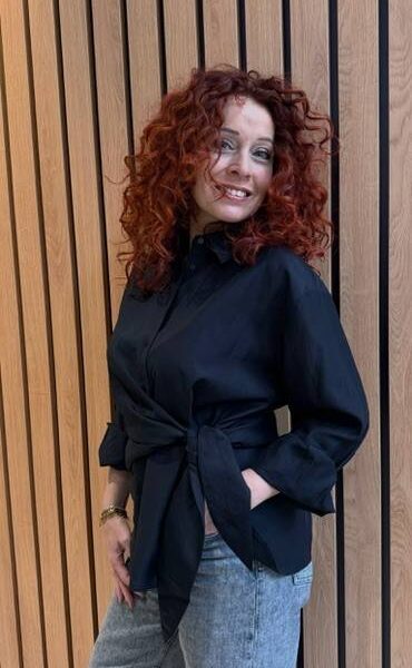 Idina tie shirt black Co’Couture
