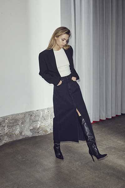 Vika slit denim skirt black Co’Couture