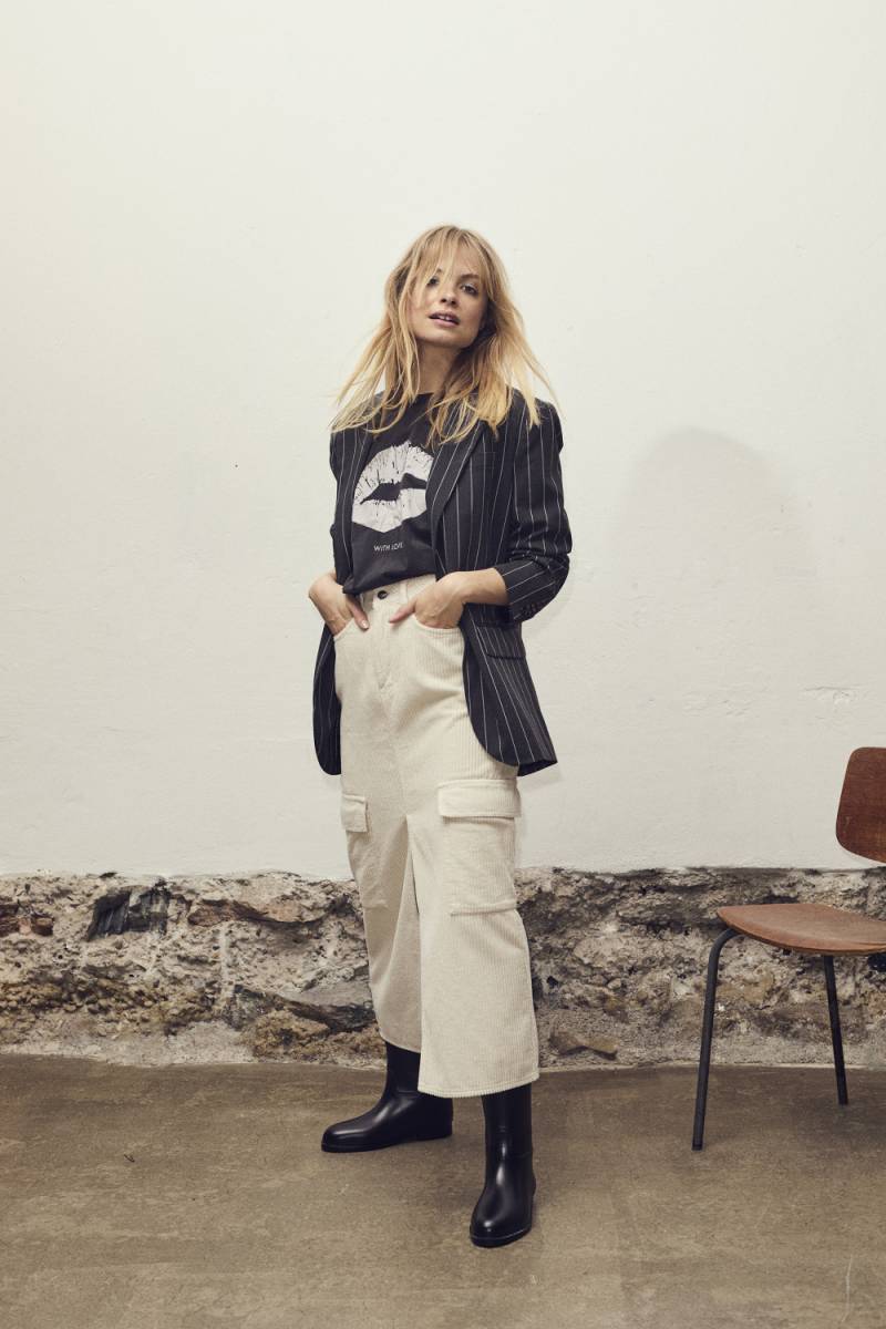 Cobain corduroy slit skirt off white Co'Couture